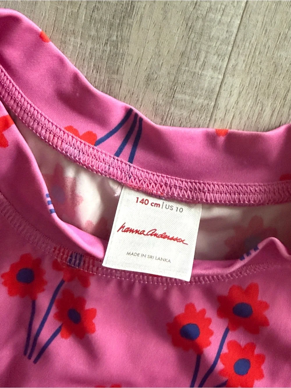 Hanna Andersson Long Sleeve Swim Rashguard, Poppies Pink, girls 10